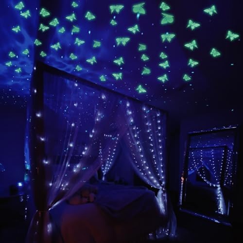Glow in The Dark 3D Butterfly 24 Pcs 3 Sizes, Luminous Butterfly Stickers for Ceiling or Wall, Glow in The Dark, alternate