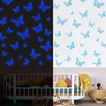 Glow in The Dark 3D Butterfly 24 Pcs Blue Butterfly Stickers