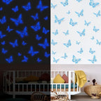 Glow in The Dark 3D Butterfly 24 Pcs Blue Butterfly Stickers
