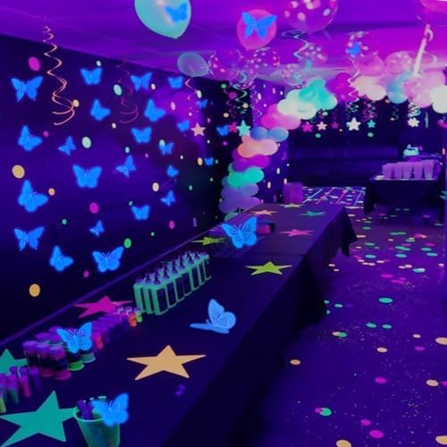 Glow in The Dark 3D Butterfly 24 Pcs Blue Butterfly Stickers, alternate view 2
