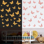 Glow in The Dark 3D Butterfly 24 Pcs Orange Butterfly Stickers