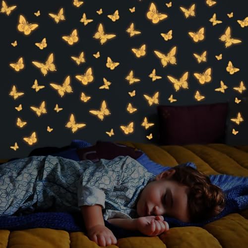 Glow in The Dark 3D Butterfly 24 Pcs Orange Butterfly Stickers, alternate view 3