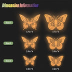 Glow in The Dark 3D Butterfly 24 Pcs Orange Butterfly Stickers, alternate view 7