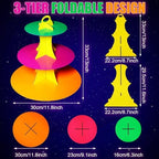 Glow in the Dark Neon 3-Tier Cupcake Stand, 1 Set Cardboard in multicolor, alternate view 3