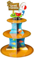 Go Fishing Cupcake Stand - 3 Tiered Fish Birthday Party Decorations in Blue、green