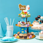 Go Fishing Cupcake Stand - 3 Tiered Fish Birthday Party Decorations in Blue、green, alternate view 2