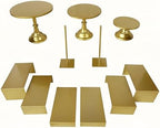 Gold 11Pcs Metal Dessert Display Set Round Cake Stand Riser Platter in Gold, alternate view 3