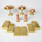 Gold 11Pcs Metal Dessert Display Set Round Cake Stand Riser Platter in Gold, alternate view 4