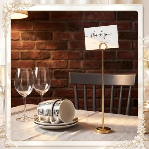 Gold 12 Pcs Table Number Holders 15 Inch Number Stand Place Card Holder for Photos, Food Signs, Memo Notes, alternate view 2