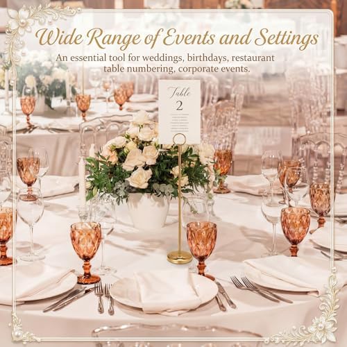 Gold 12 Pcs Table Number Holders 15 Inch Number Stand Place Card Holder for Photos, Food Signs, Memo Notes, alternate view 3