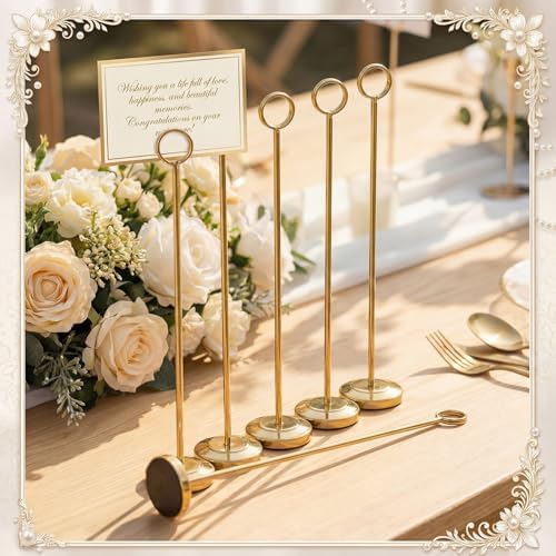 Gold 12 Pcs Table Number Holders 15 Inch Number Stand Place Card Holder for Photos, Food Signs, Memo Notes, alternate view 5
