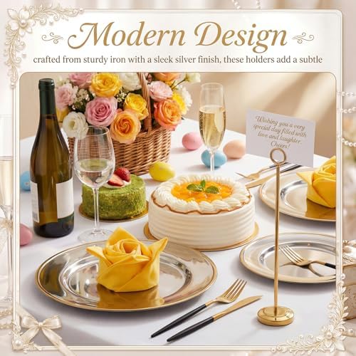 Gold 12 Pcs Table Number Holders 15 Inch Number Stand Place Card Holder for Photos, Food Signs, Memo Notes, alternate view 6