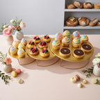 Gold 3Pcs Half-Circle Nesting Metal Cake Stand Set 8/10/12 Inch Tray in Gold