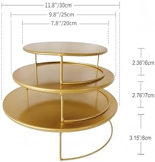 Gold 3Pcs Half-Circle Nesting Metal Cake Stand Set 8/10/12 Inch Tray in Gold, alternate view 2