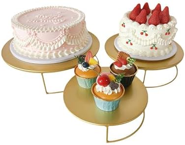 Gold 3Pcs Half-Circle Nesting Metal Cake Stand Set 8/10/12 Inch Tray in Gold, alternate view 5