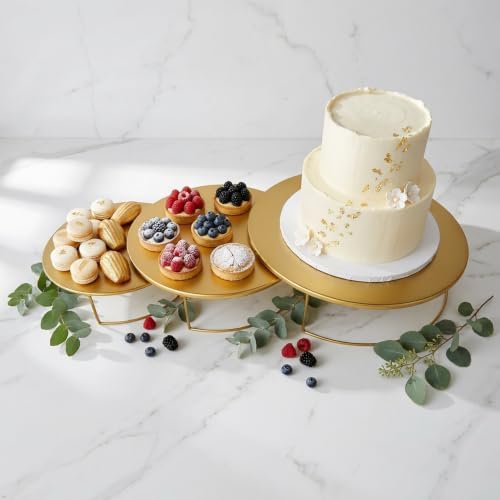 Gold 3Pcs Half-Circle Nesting Metal Cake Stand Set 8/10/12 Inch Tray in Gold, alternate view 6