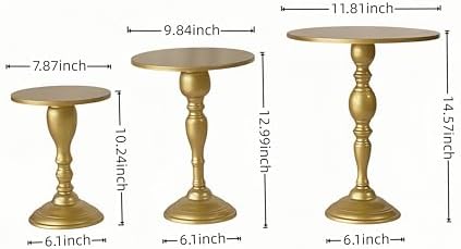 Gold 3Pcs Metal Round Vintage Cake Stand Set 8"10"12 Dessert Display in Gold, alternate view 2