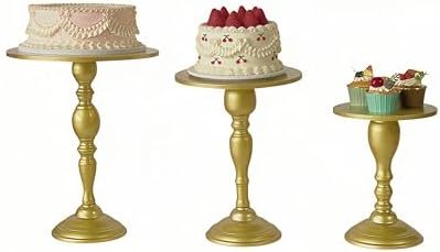 Gold 3Pcs Metal Round Vintage Cake Stand Set 8"10"12 Dessert Display in Gold, alternate view 3