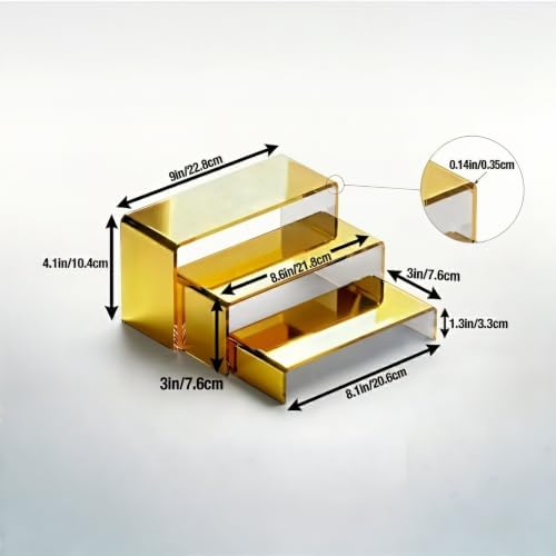 Gold Acrylic Display Riser, 2-Set 3-Tier Cupcake Stand in Gold Mirror, alternate view 3