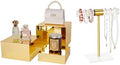 Gold Acrylic Display Risers 3PCS and Crystal T Bar Necklace Holder 1PC