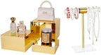 Gold Acrylic Display Risers 3PCS and Crystal T Bar Necklace Holder 1PC