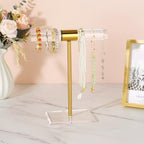 Gold Acrylic Display Risers 3PCS and Crystal T Bar Necklace Holder 1PC, alternate view 5