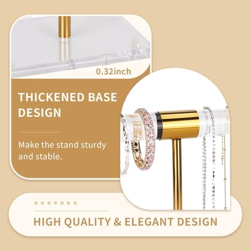 Gold Acrylic Display Risers 3PCS and Crystal T Bar Necklace Holder 1PC, alternate view 6