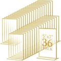 Gold Acrylic Sign Holders, Gold Picture Frames, 36 Pack, 5 x 7 Inch in 4 x 6 Inch in clear, gold