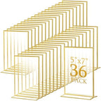 Gold Acrylic Sign Holders, Gold Picture Frames, 36 Pack, 5 x 7 Inch in 4 x 6 Inch in clear, gold