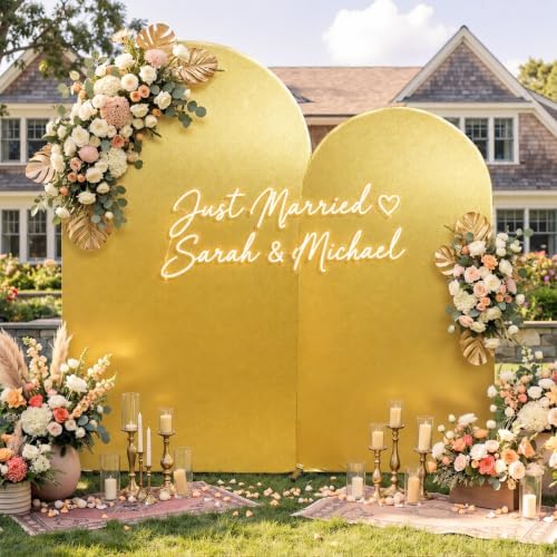 Gold Arch Backdrop Cover Set of 2(6 7.2FT), Sequin Chiara Arch Cover in 6ft+7.2ft in Gold