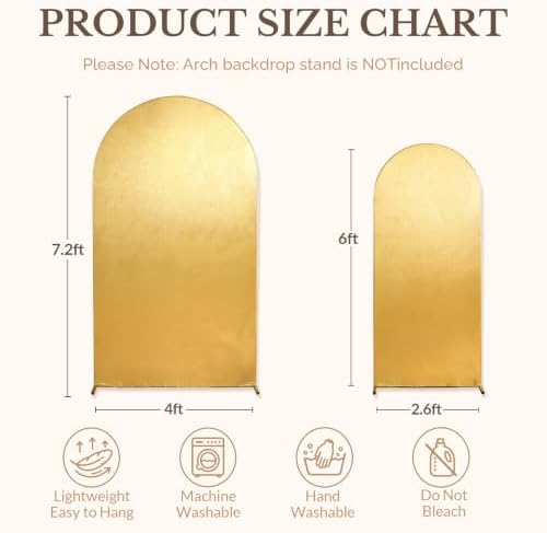 Gold Arch Backdrop Cover Set of 2(6 7.2FT), Sequin Chiara Arch Cover in 6ft+7.2ft in Gold, alternate view 2