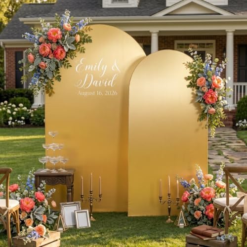 Gold Arch Backdrop Cover Set of 2(6 7.2FT), Sequin Chiara Arch Cover in 6ft+7.2ft in Gold, alternate view 3