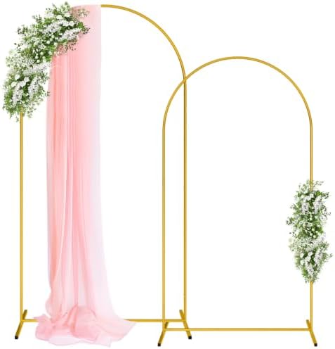 Gold Arch Backdrop Stand Set, Metal, Set of 2, 7.2 ft and 6 ft