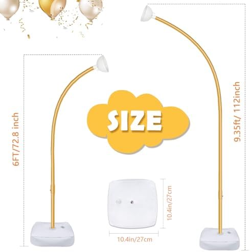 Gold Balloon Arch Kit with Base, 9.35Ft & 6Ft Half Balloon Arch Stand, alternate view 3