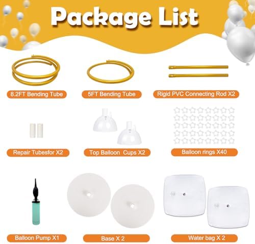 Gold Balloon Arch Kit with Base, 9.35Ft & 6Ft Half Balloon Arch Stand, alternate view 4