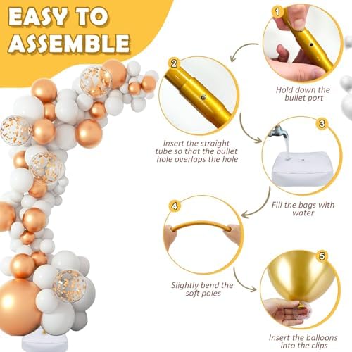 Gold Balloon Arch Kit with Base, 9.35Ft & 6Ft Half Balloon Arch Stand, alternate view 6