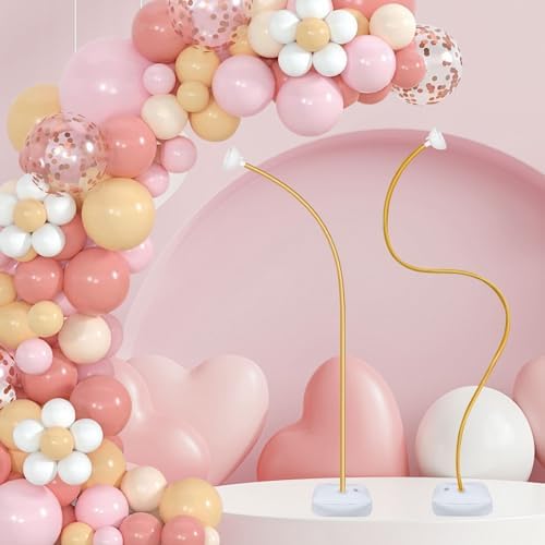 Gold Balloon Arch Stand Kit, 9.3ft & 6ft Free Bending Soft Balloon Flower Backdrop Stands Set with Water Base, alternate view