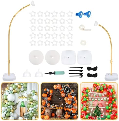 Gold Balloon Arch Stand Kit, Reinforced 8.2FT & 5FT Half Arch Stands in Glod-a