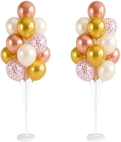 Gold Balloon Column Stand Kit for Floor with Base, Pole, for Party Decor in 2 Count (Pack of 1) in Soft Rose