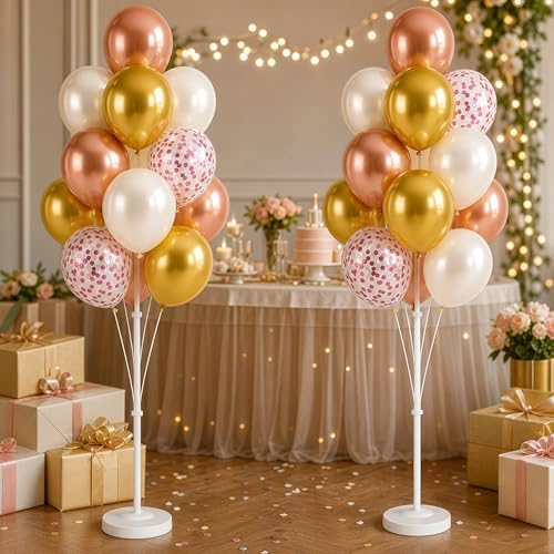 Gold Balloon Column Stand Kit for Floor with Base, Pole, for Party Decor in 2 Count (Pack of 1) in Soft Rose, alternate view