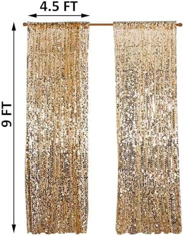 Gold Big Payatte Sequin 18MM Sequin Backdrop Drapes Curtains Panels, Fashion 9FTx9FT Backdrop for Thanksgiving, alternate