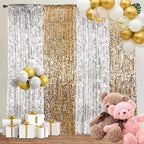 Gold Big Payatte Sequin 18MM Sequin Backdrop Drapes Curtains Panels, Fashion 9FTx9FT Backdrop for Thanksgiving, alternate