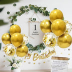 Gold Birthday Decorations, 4 Set Balloon Stand with Gold Balloons in 4 in Black Gold, alternate view 2