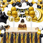 Gold Birthday Decorations, 4 Set Balloon Stand with Gold Balloons in 4 in Black Gold, alternate view 4