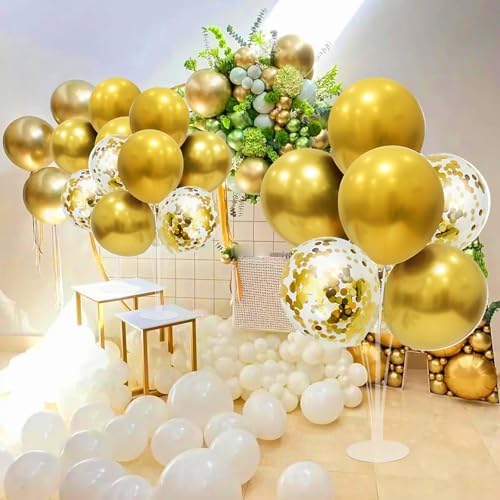 Gold Birthday Decorations, 4 Set Balloon Stand with Gold Balloons in 4 in Black Gold, alternate view 5