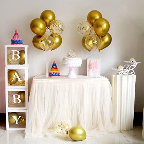 Gold Birthday Decorations, 4 Set Balloon Stand with Gold Balloons in 4 in Black Gold, alternate view 6