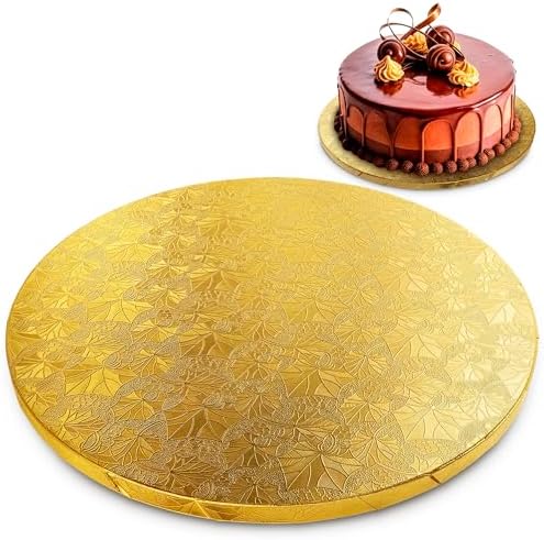 Gold Cake Drum 12 Inch, Round Cake Board, 1/2 Inch Thick Cardboard