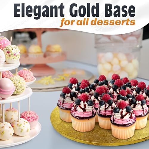 Gold Cake Drum 12 Inch, Round Cake Board, 1/2 Inch Thick Cardboard, alternate view 5