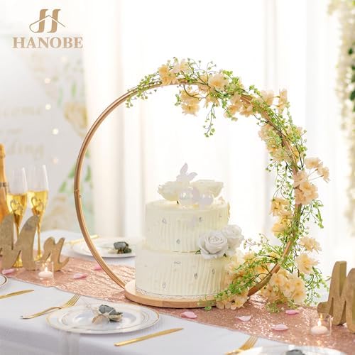 Gold Cake Stand for Wedding, 11.7" Round Display Stands in Gold, alternate view 2