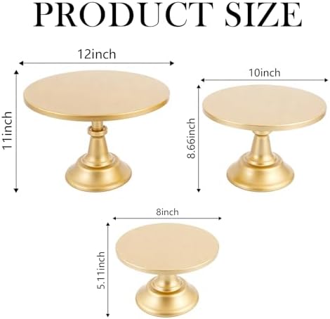 Gold Cake Stand Set Metal Dessert Table Display Stand 3 Pack in Gold, alternate view 3
